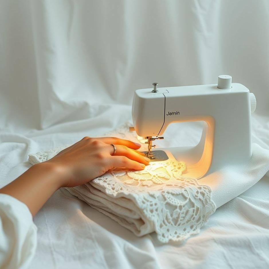 Dream : Sewing lace on a towel in a dream