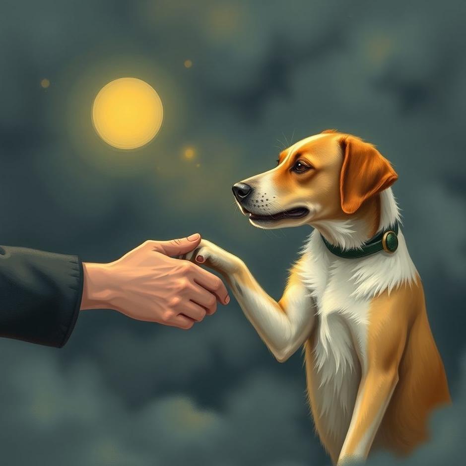 Dream : Shaking hands with a dog in a dream