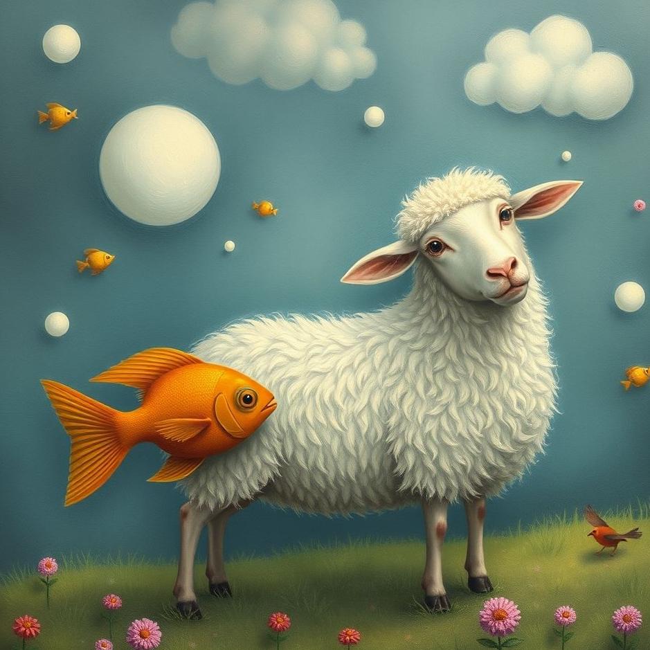 Dream : Sheep and a fish in a dream