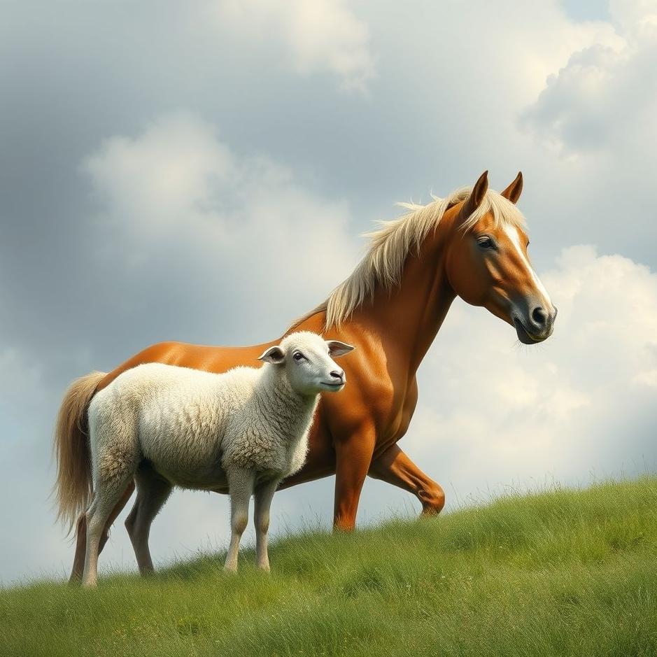 Dream : Sheep and a horse in a dream