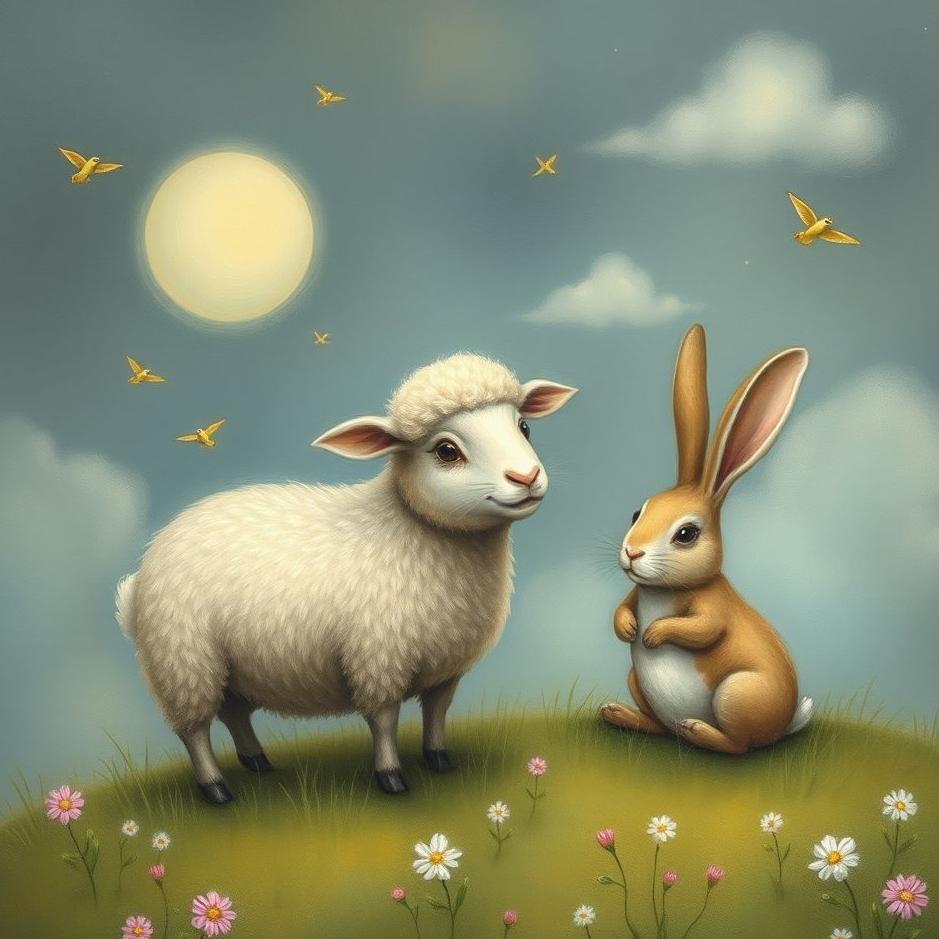 Dream : Sheep and a rabbit in a dream