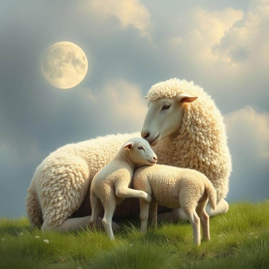 Dream : Sheep breastfeeding its young in a dream