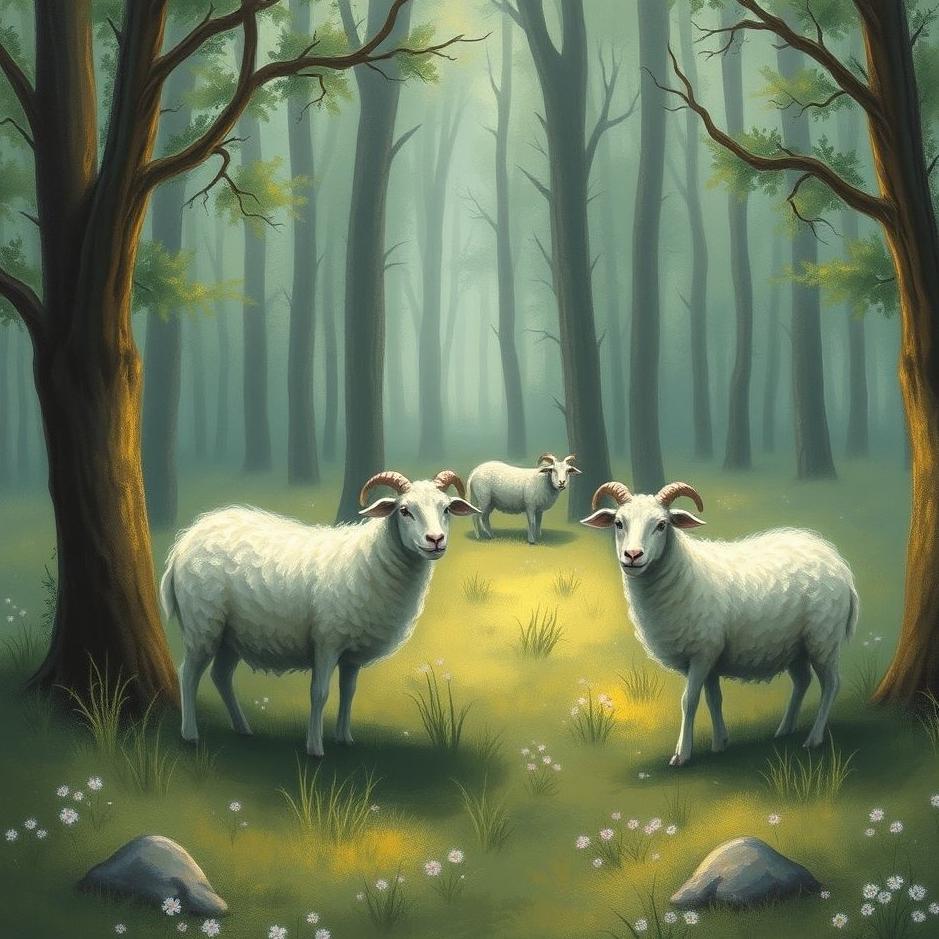 Dream : Sheep in the forest in a dream