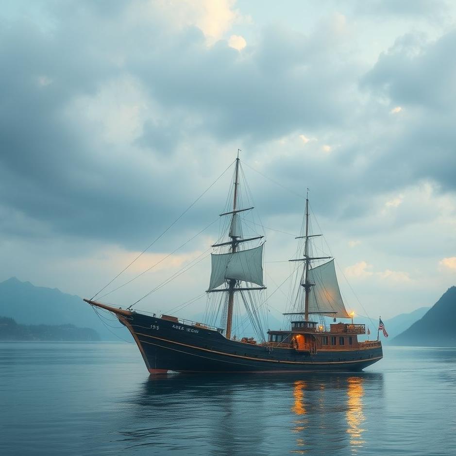 Dream : Ship on a river in a dream