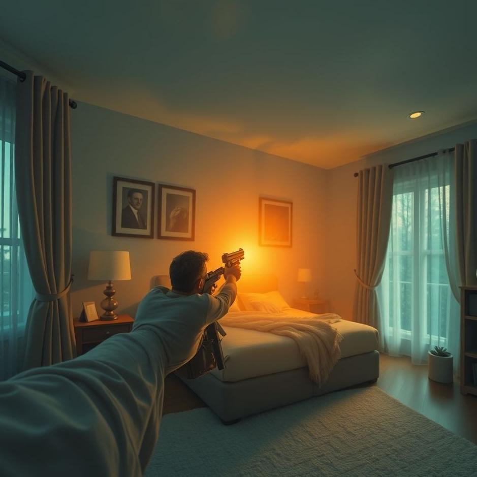 Dream : Shooting a gun at home in a dream