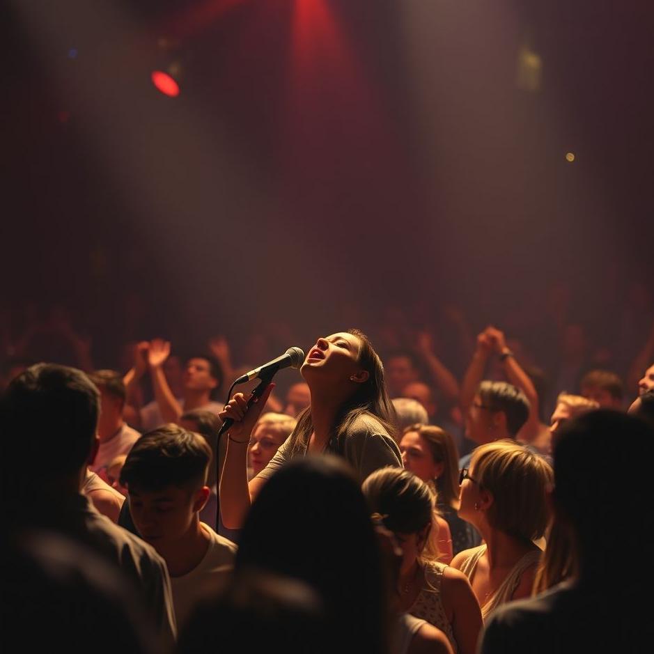 Dream : Singing in a crowded place in a dream