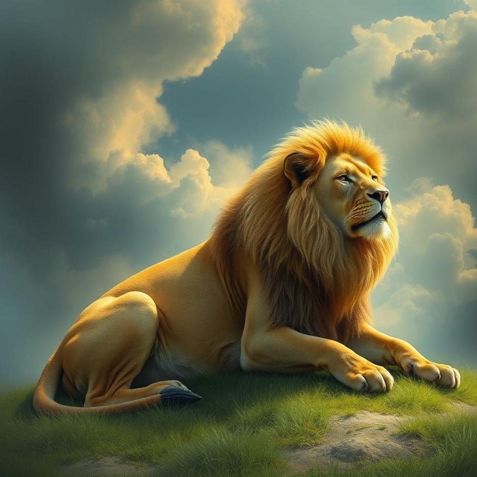 Dream : Sitting lion in a dream