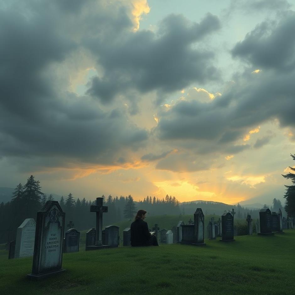 Dream : Sitting on the edge of a cemetery in a dream