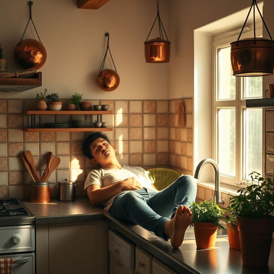 Dream : Sitting on the kitchen counter in a dream