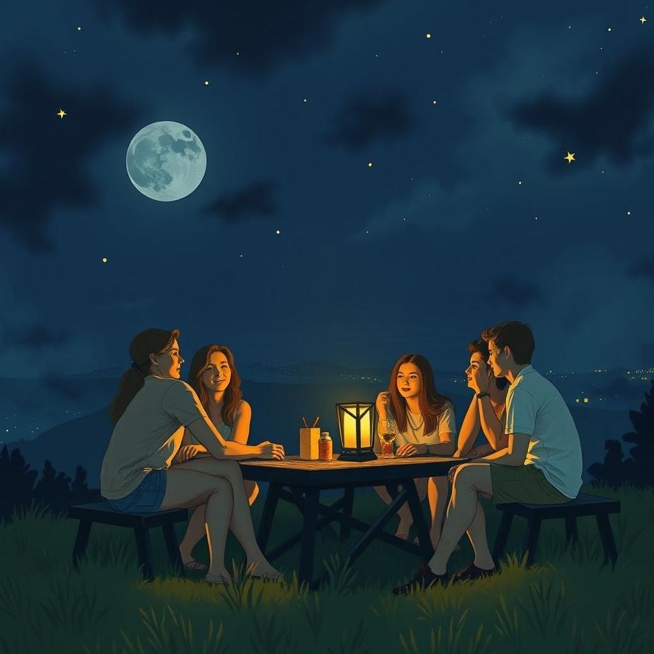Dream : Sitting with friends at night in a dream