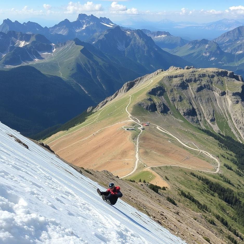 Dream : Sliding down a mountain 