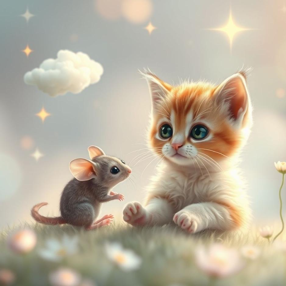 Dream : Small cat and a mouse in a dream