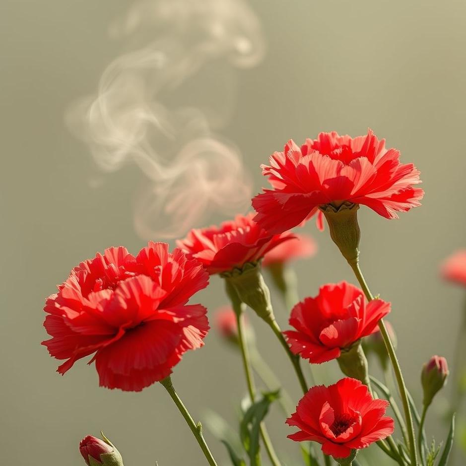 Dream : Smelling red carnations in a dream