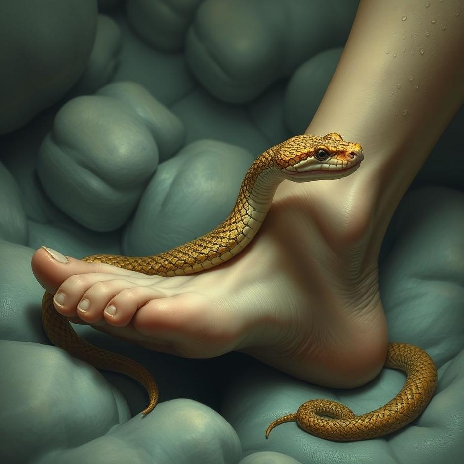 Dream : Snake adhesion on the foot in the dream