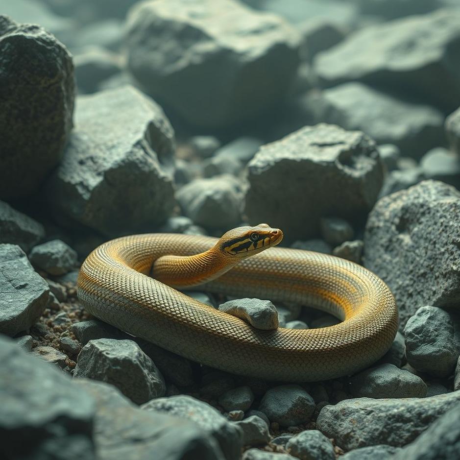 Dream : Snake among rocks in a dream