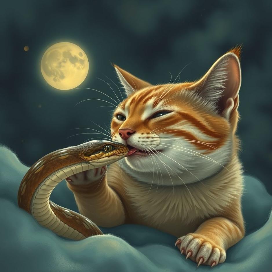 Dream : Snake bite a cat in a dream