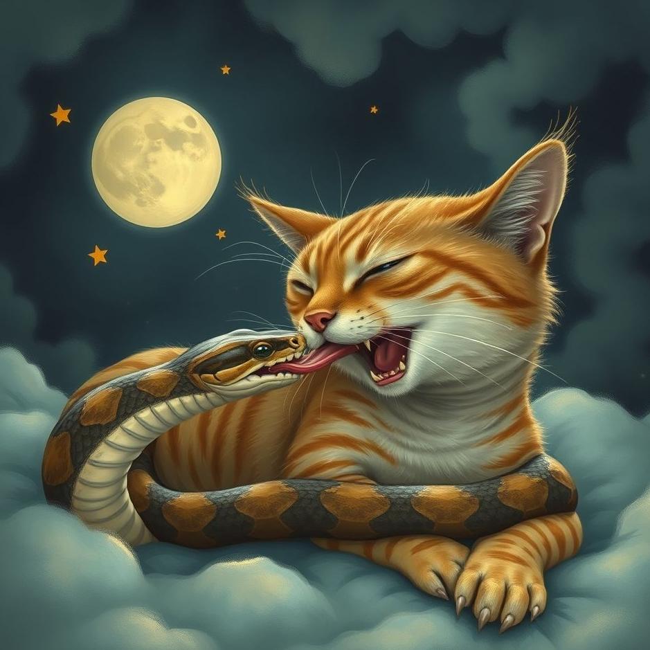 Dream : Snake eating a cat in a dream