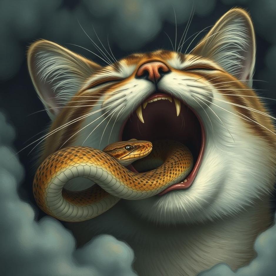 Dream : Snake in a cat's mouth in a dream