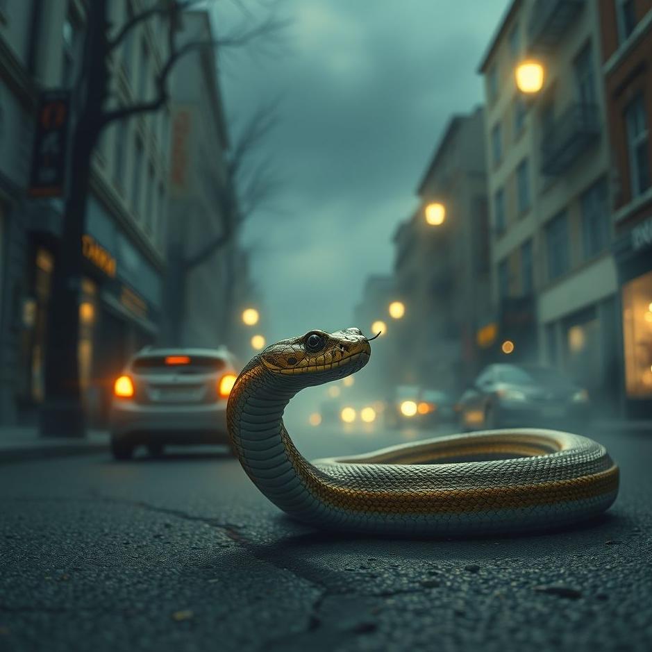 Dream : Snake on the street in a dream