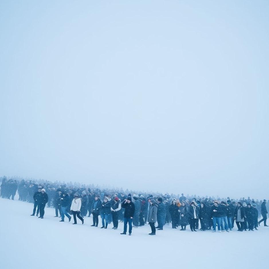 Dream : Snow and a crowd in a dream