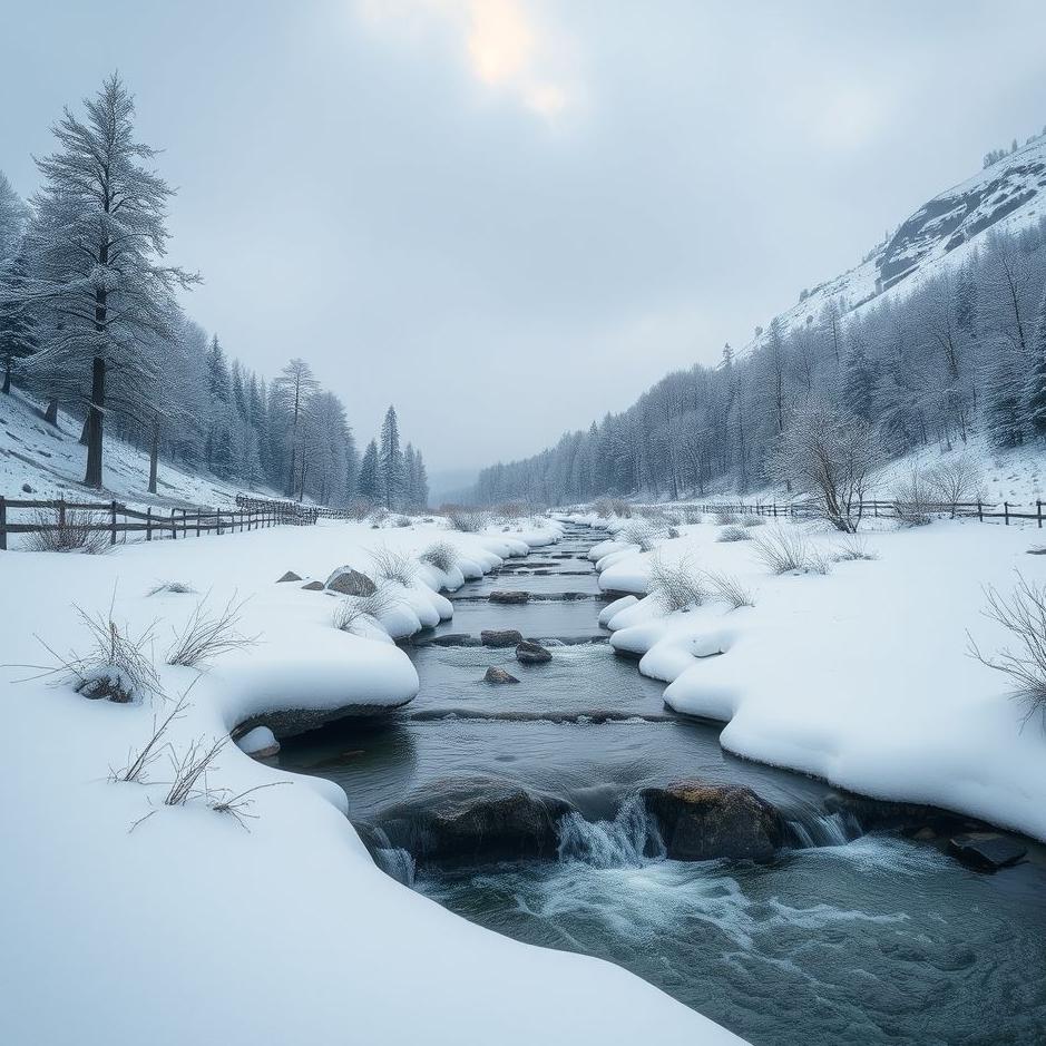 Dream : Snow and a stream in a dream