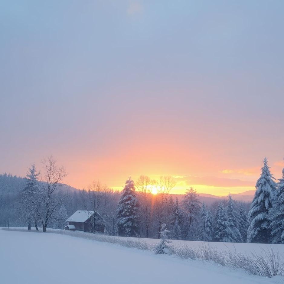 Dream : Snowfall and then sunrise in a dream