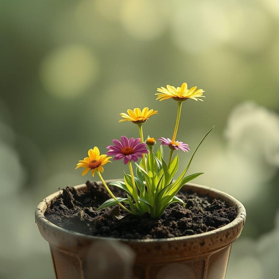 Dream : Soil and flowers in a pot in a dream