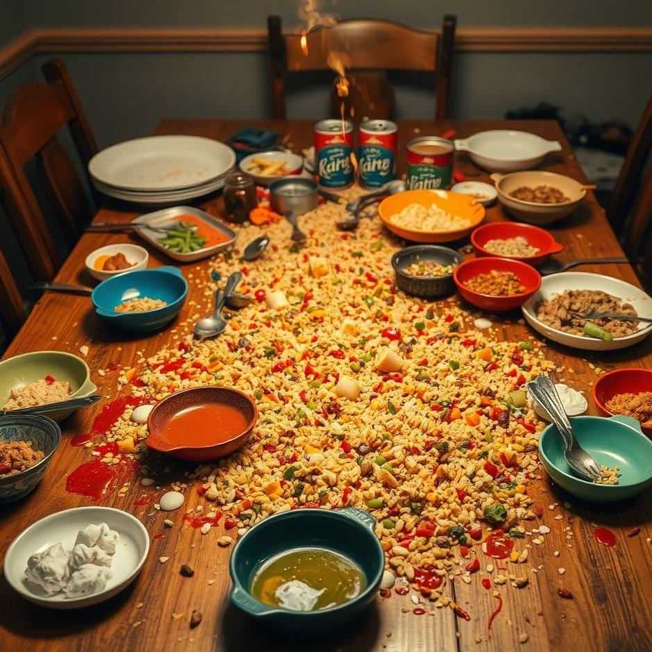 Dream : Spilling food on the table