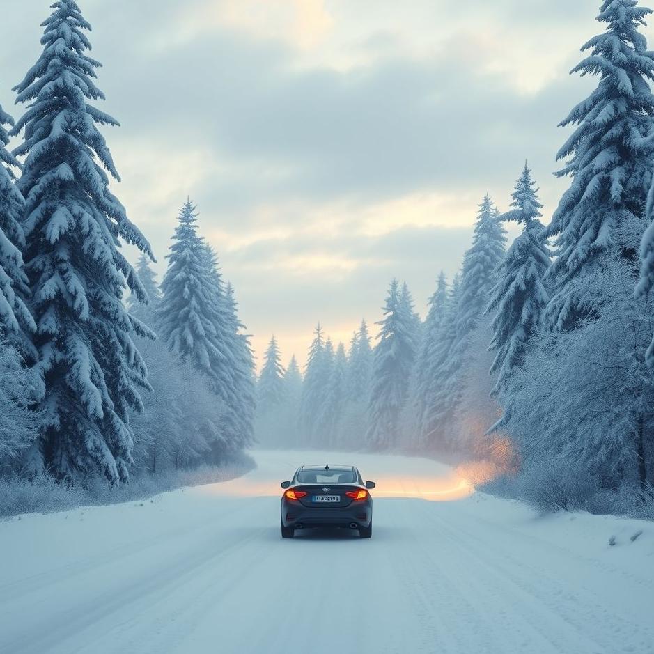 Dream : Stay on the snowy road with the car in the dream