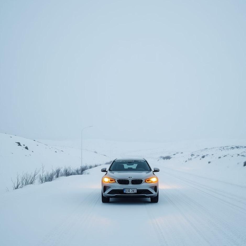 Dream : Staying on the snowy road by car