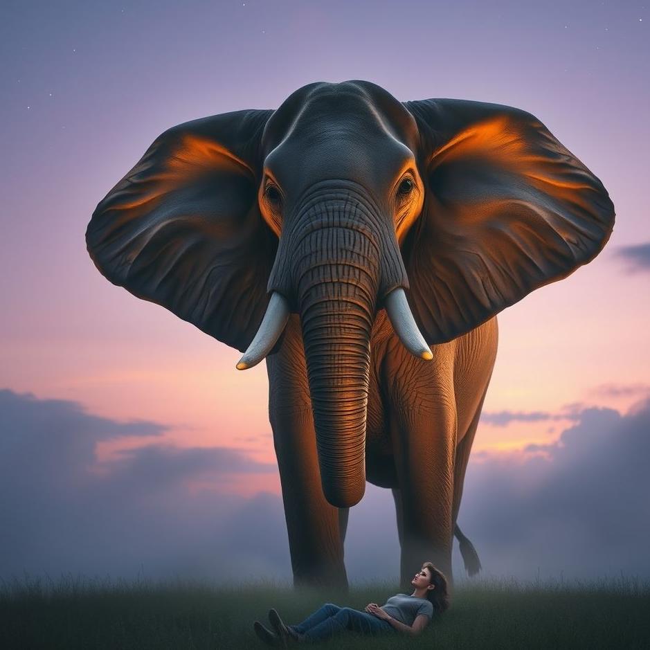 Dream : Staying under an elephant in a dream