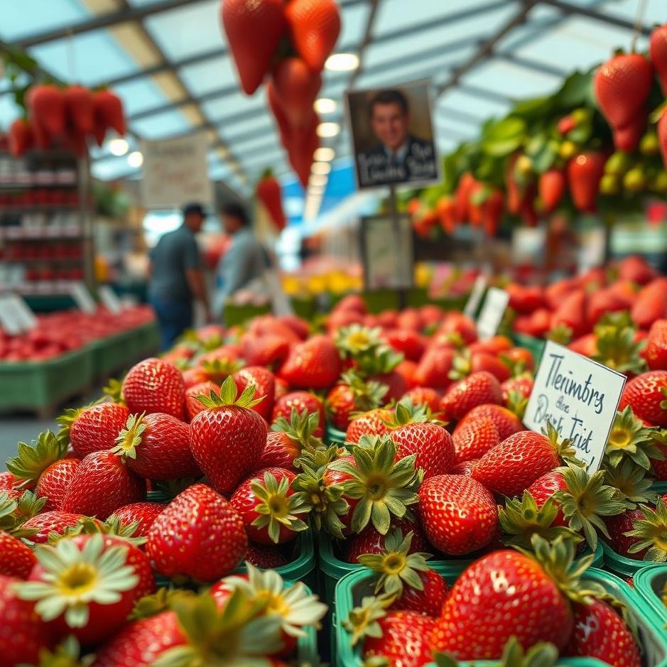 Dream : Strawberries in the market in a dream