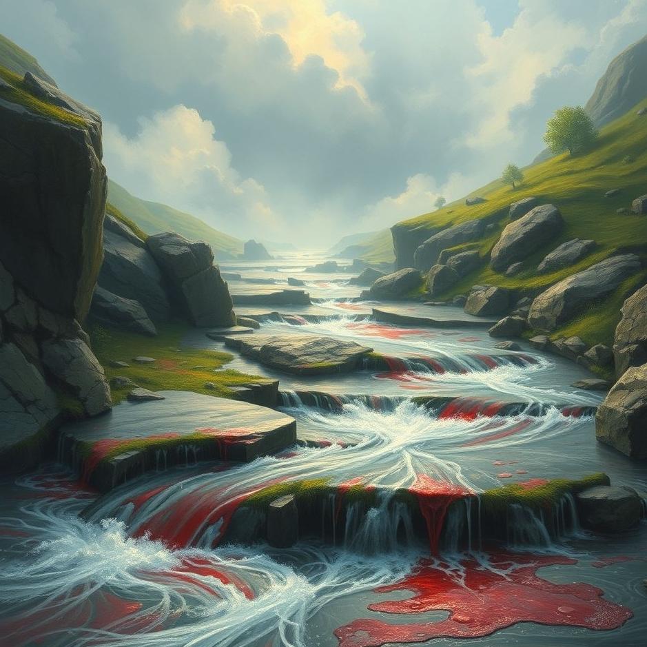 Dream : Stream flowing with blood in a dream