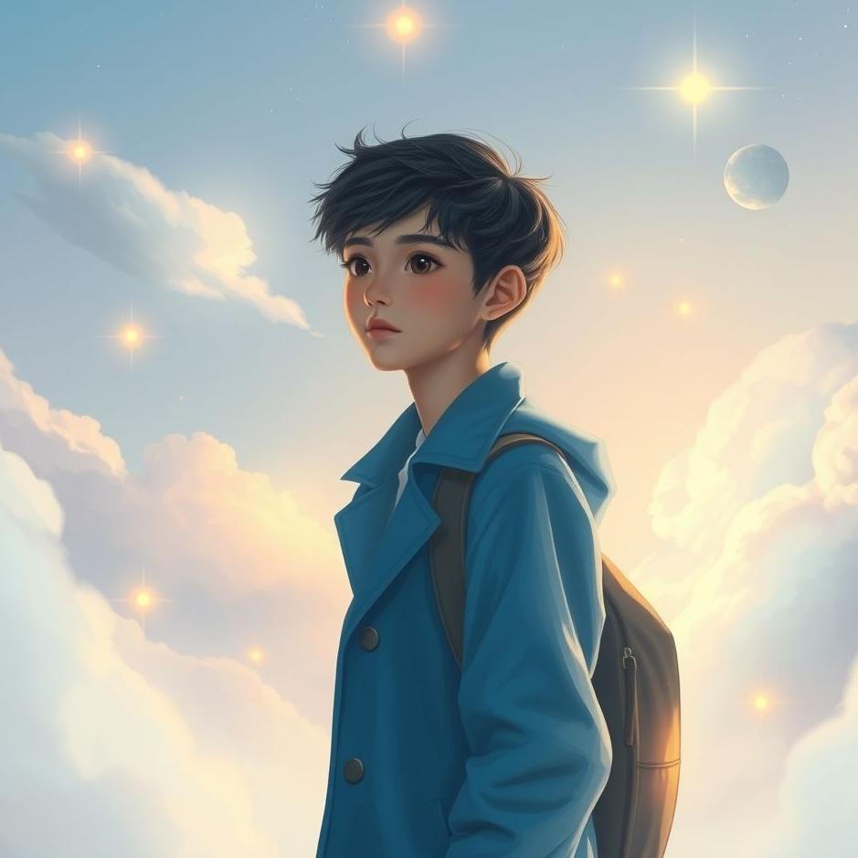 Dream : Student in a blue coat in a dream