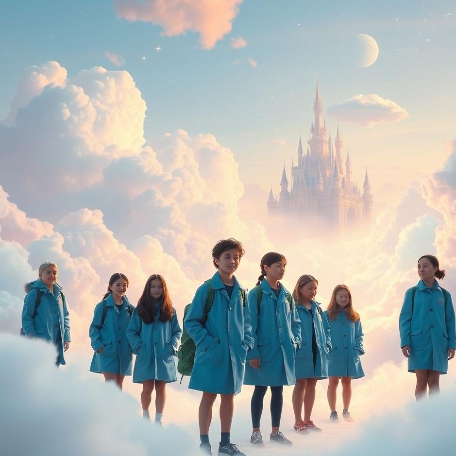 Dream : Students in blue coats in a dream