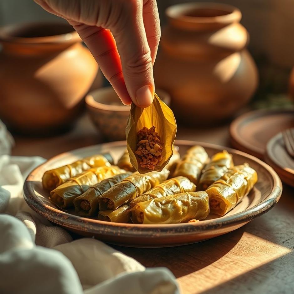 Dream : Stuffed vine leaves and eating in a dream