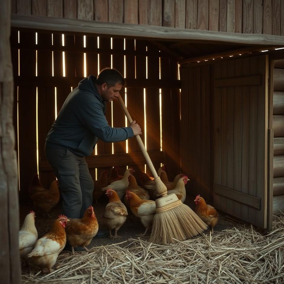 Dream : Sweeping a chicken coop in a dream