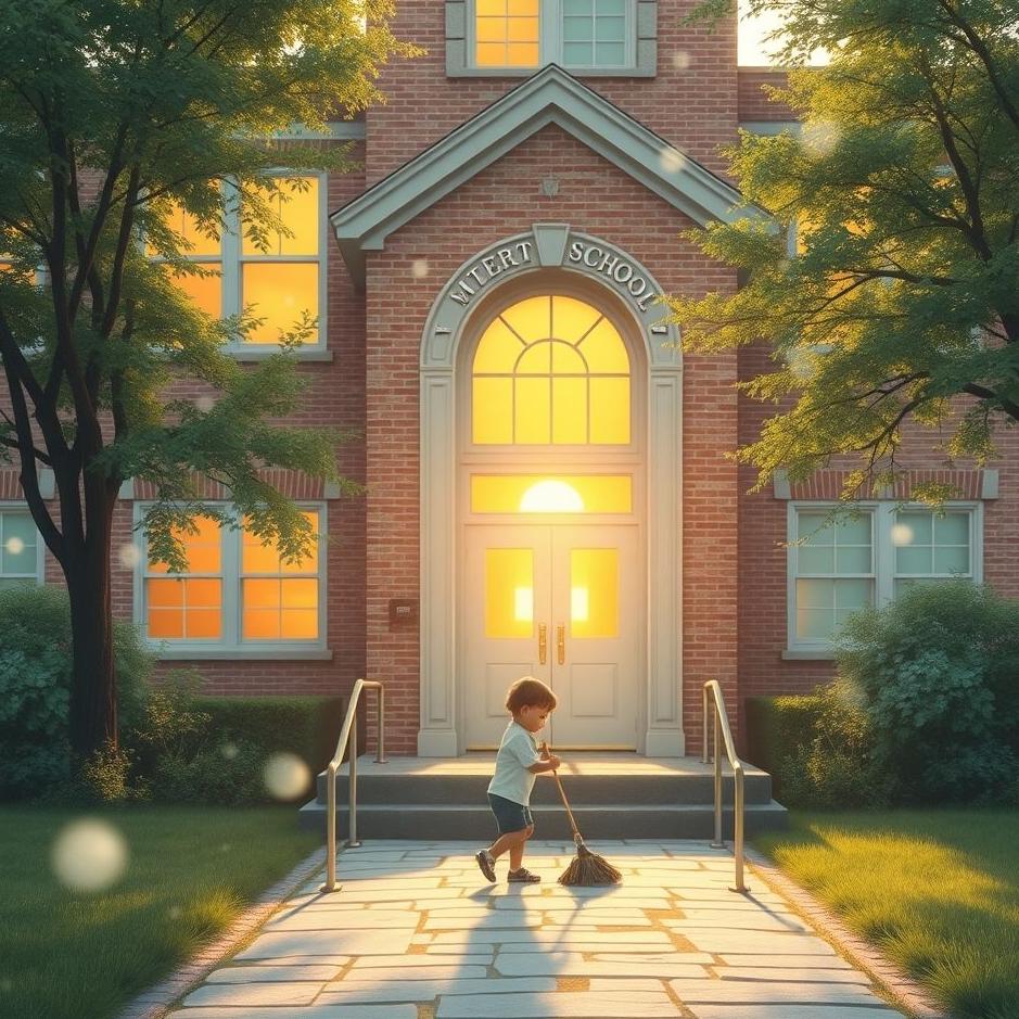 Dream : Sweeping the front of a school in a dream