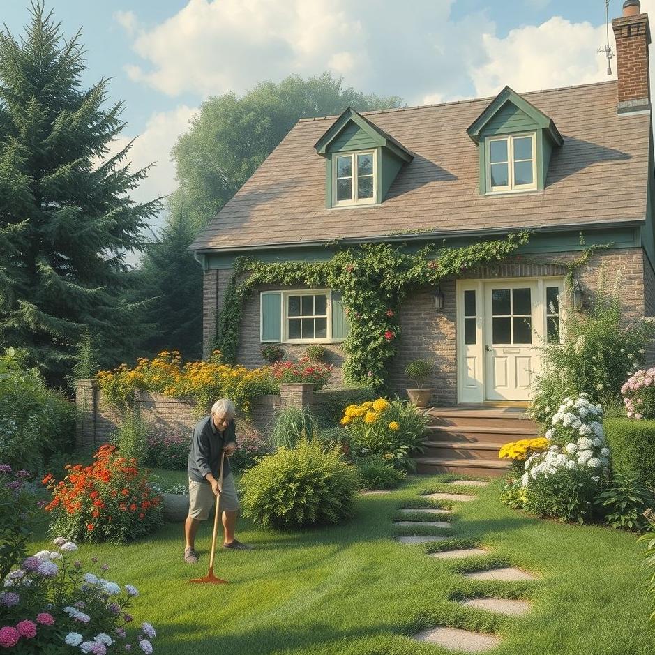 Dream : Sweeping the garden of the house in a dream