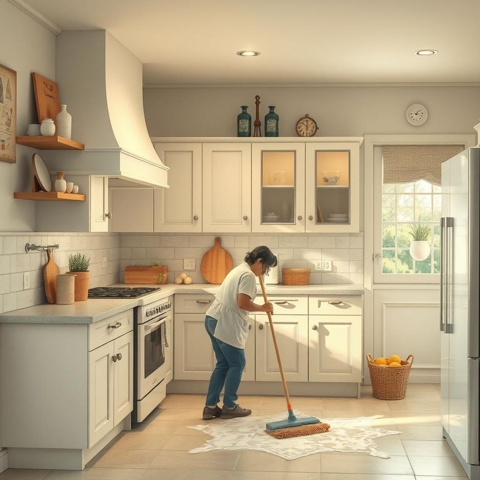Dream : Sweeping the kitchen in a dream