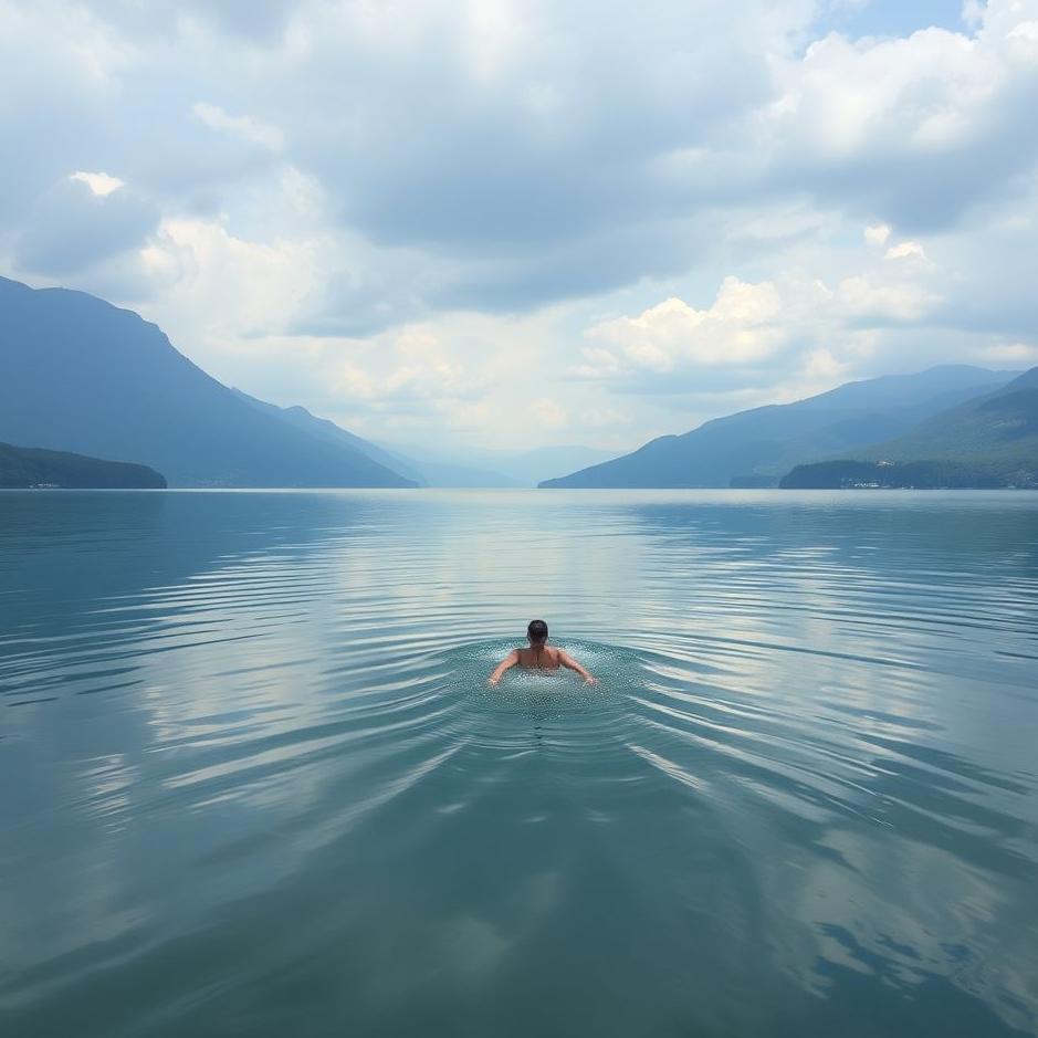 Dream : Swimming across the lake in a dream