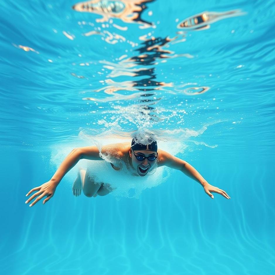 Dream : Swimming and diving in a pool in a dream