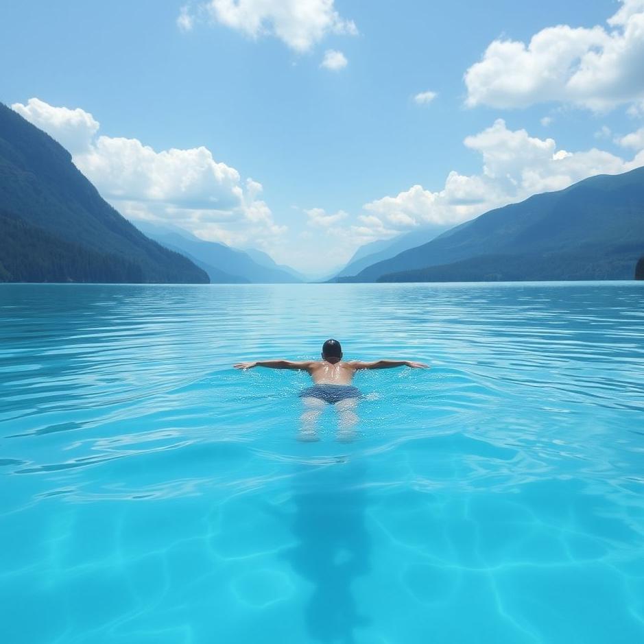 Dream : Swimming in a blue lake in a dream