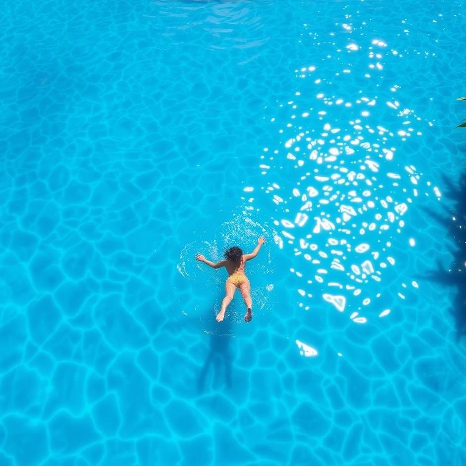 Dream : Swimming in a deep blue pool in a dream