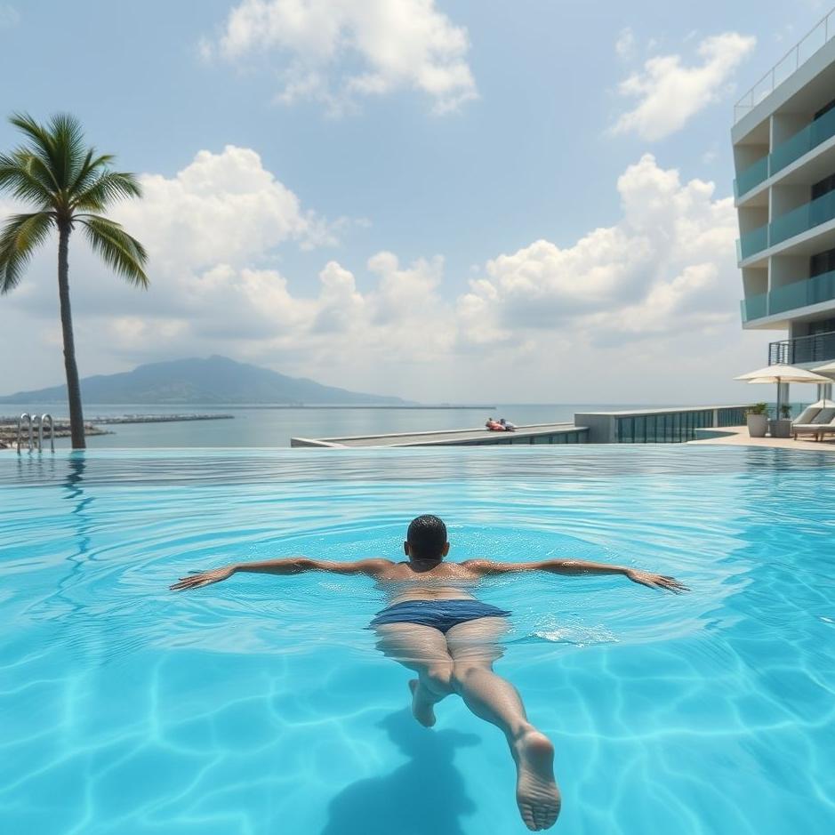 Dream : Swimming in a hotel pool in a dream