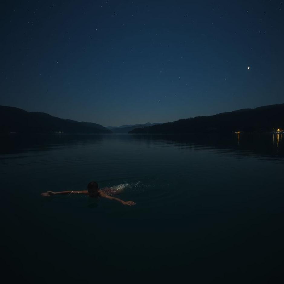 Dream : Swimming in a lake at night in a dream