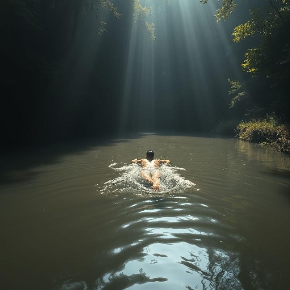 Dream : Swimming in a murky river 