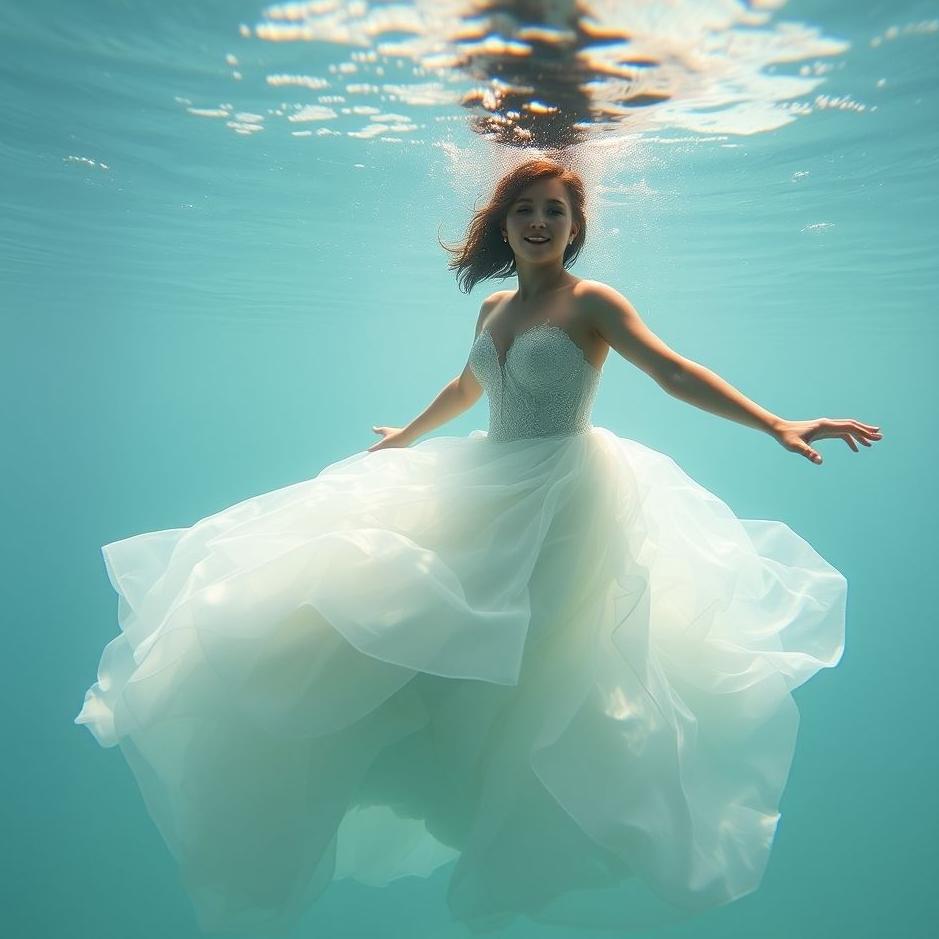 Dream : Swimming in a wedding dress in a dream