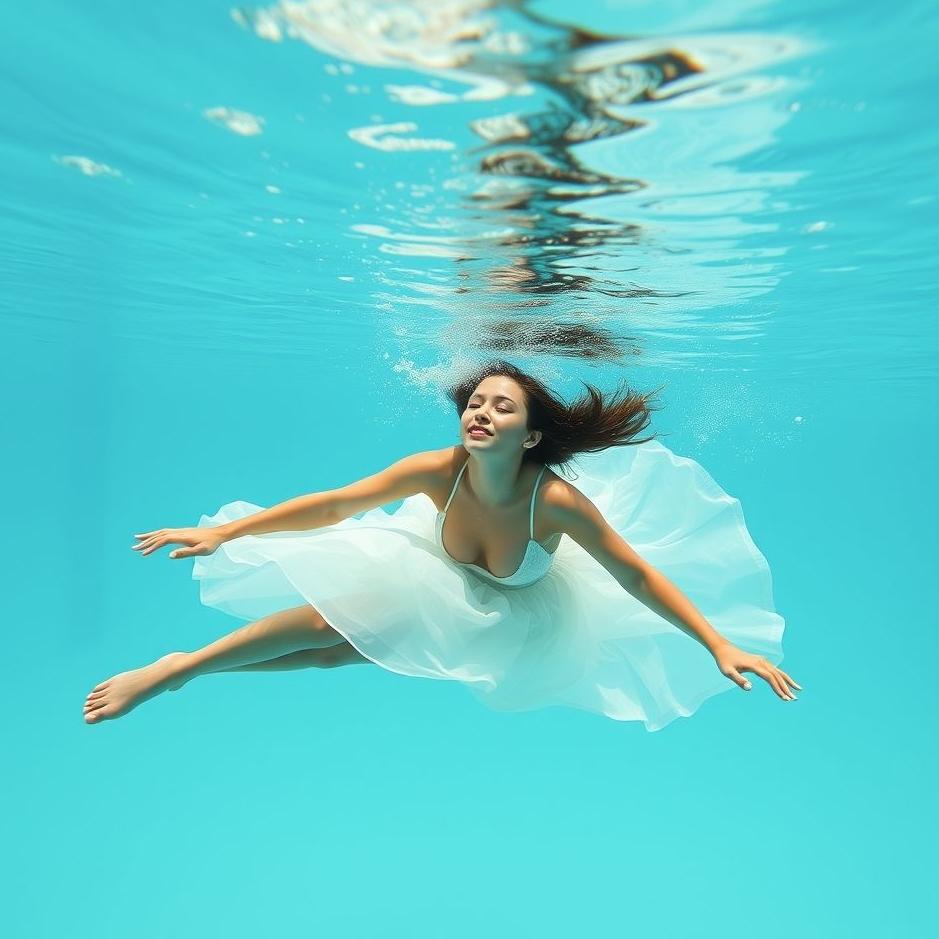 Dream : Swimming in a white dress 