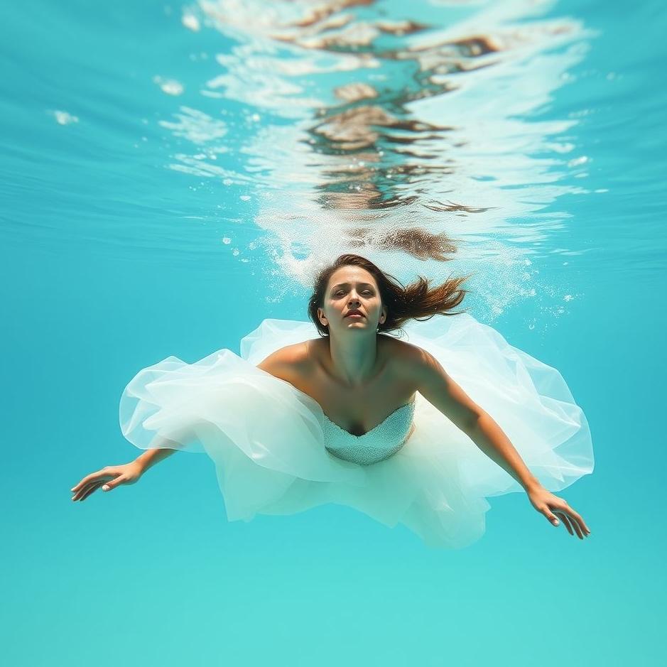Dream : Swimming in a white wedding dress 